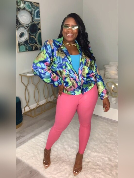 Jackets & Blazers - Vibrant Multicolor Satin Bomber Jacket - Women - Size: M/L